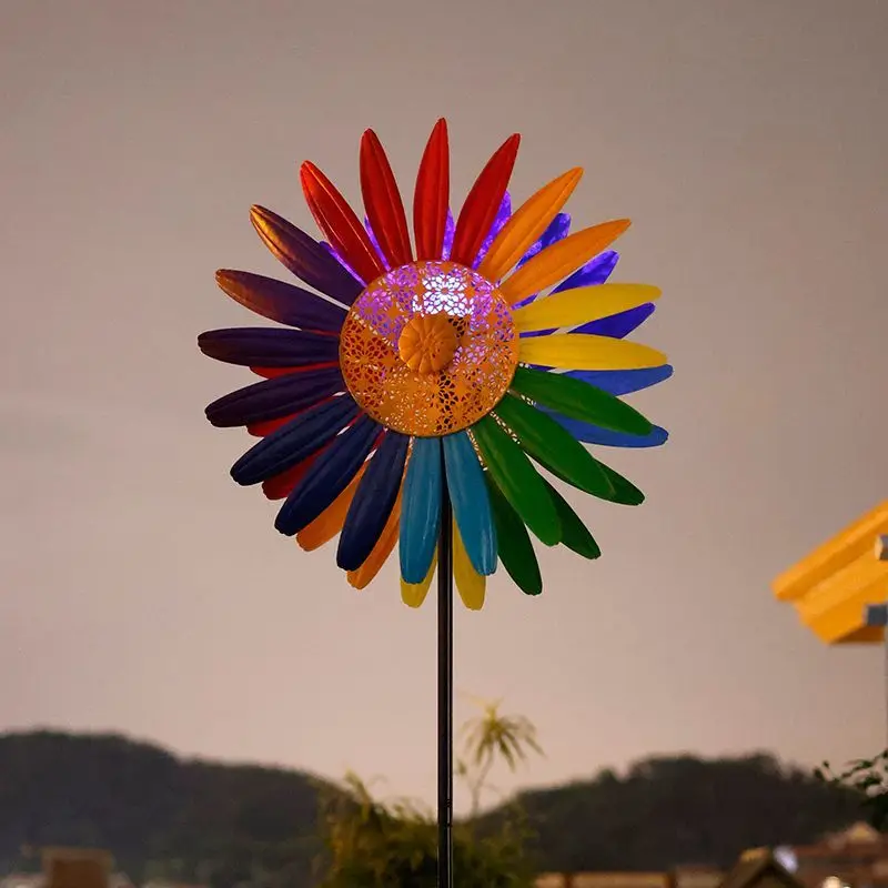 Molino de viento de hierro de estilo Pastoral americano, decoración de jardín al aire libre, patio giratorio, Villa, adornos creativos de paisajismo para jardín