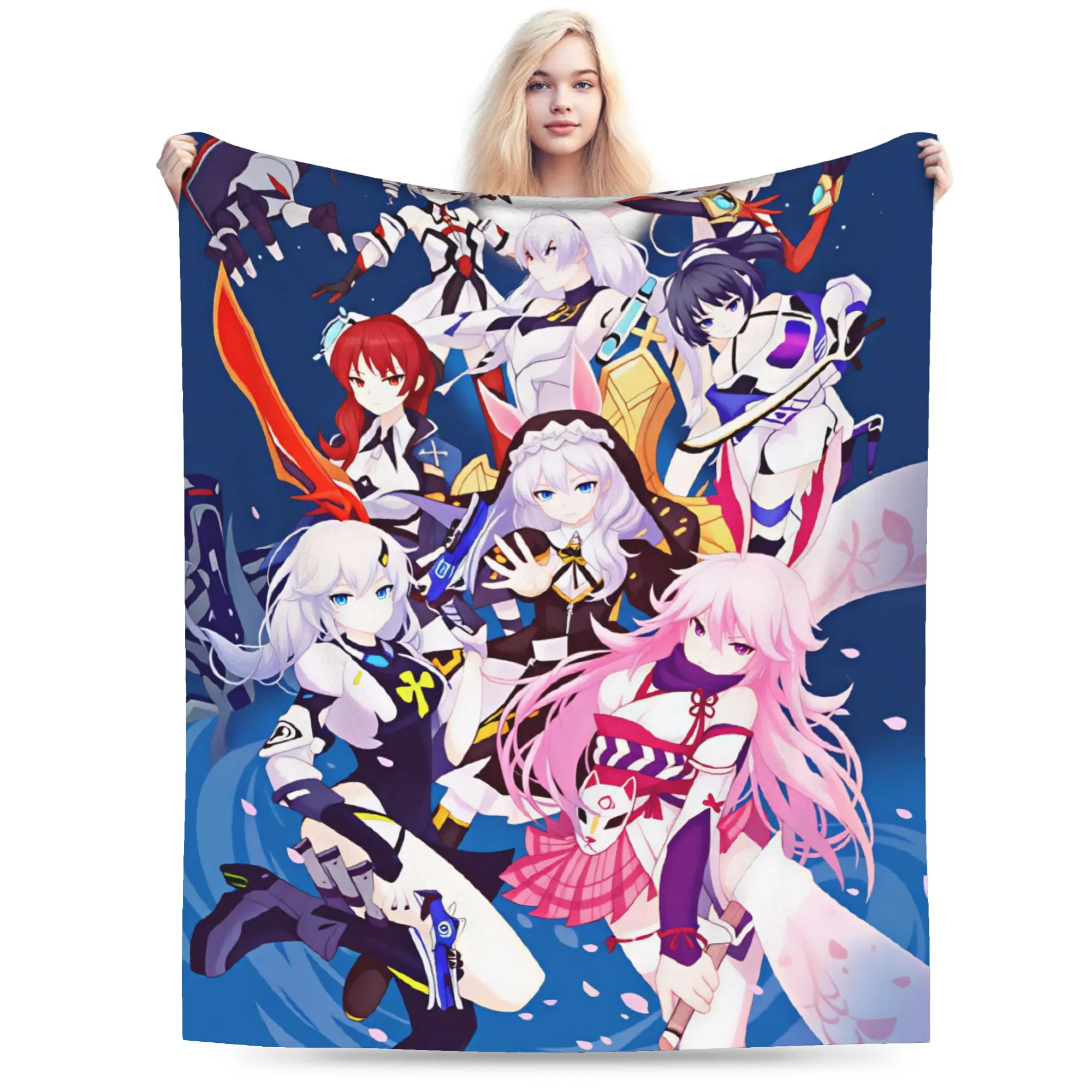 Honkai Impact Soft Blanket  Boy Girl Plush Throw Blanket Print Outdoor Flannel Bedspread Sofa Bed Cover
