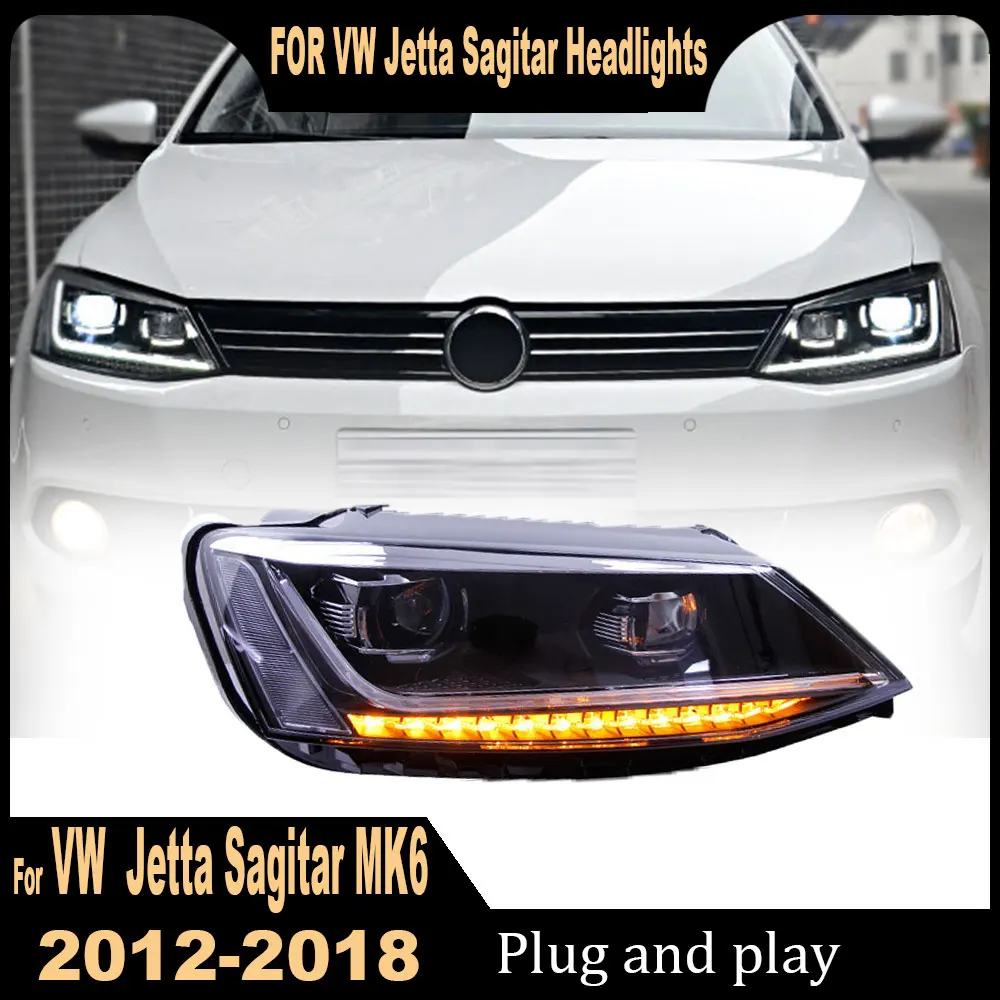 2Pcs Car Lights for VW Jetta MK6 Sagitar Headlight 2012 2013 2014 2015-2018 Jetta Head Lamp Drl Projector Lens Car Accessories