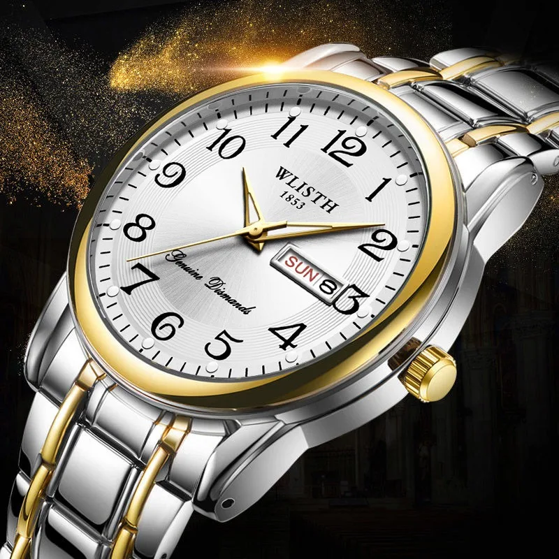 

Luxury Men Quartz Watch Digital Wristwatch Calendar Week Luminous Watch Fashion Business Light Man Watches Gift Wholesale