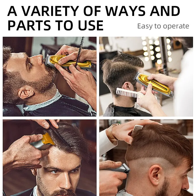 Kemei Professional Hair Clipper All Metal Men Electric Cordless Hair Trimmer 0mm Baldheaded T Blade Finish Haircut Machine 194