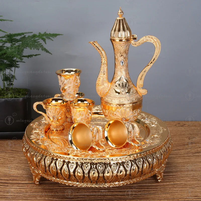 European Style Wine Glass Set, Luxury Metal Flask & Decanter, Creative Home Gift
