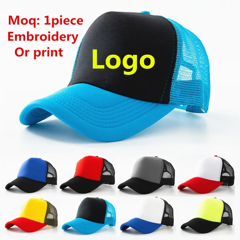 Custom trucker hats Foam polyester sports baseball caps Logo print embroidery leisure hats caps for adult men women gorros