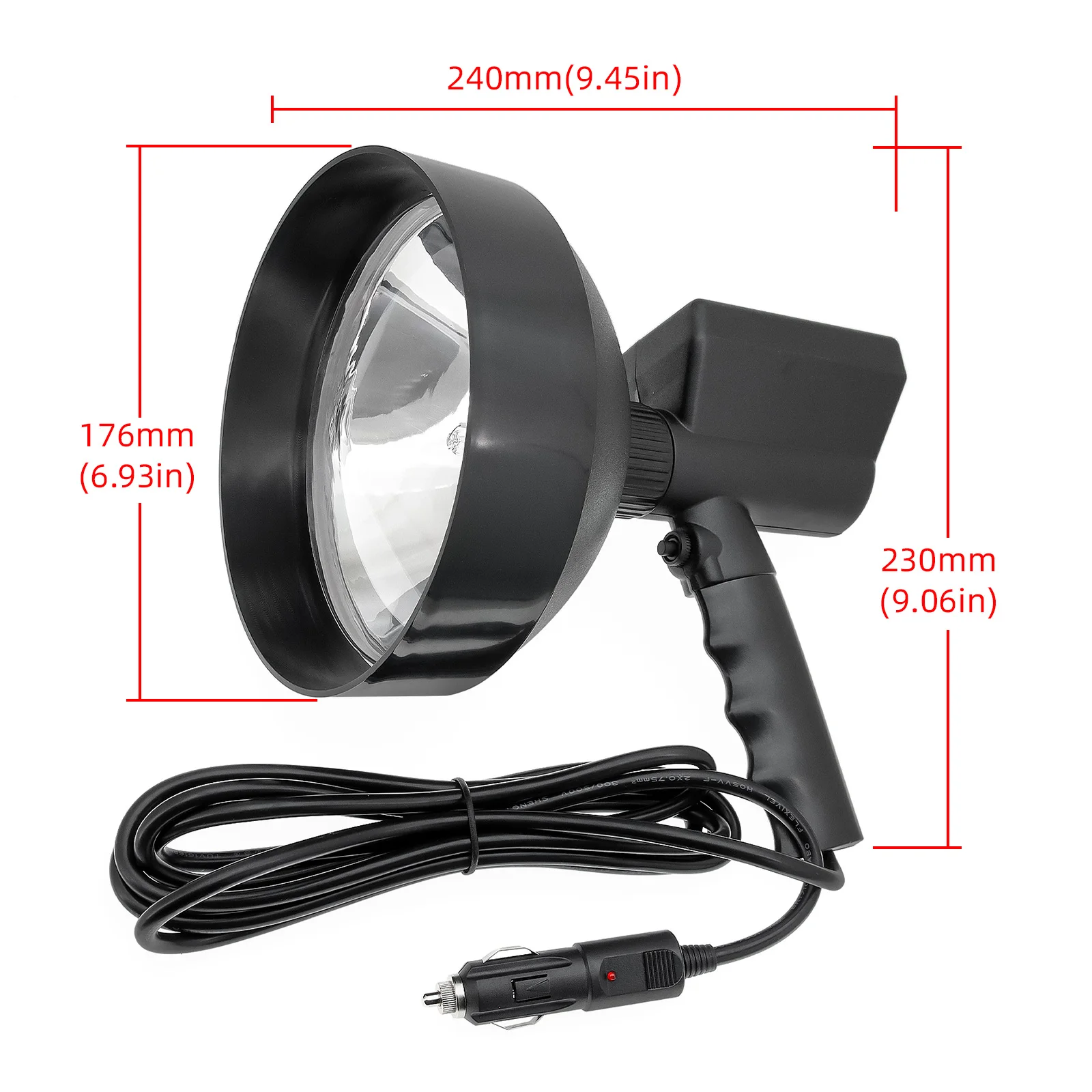 7 Inch Ultra Bright 12V 100W 8000LM HID xenon Lamp HID Spot Light Outdoor handheld hunting Camping fishing Searchlight Black