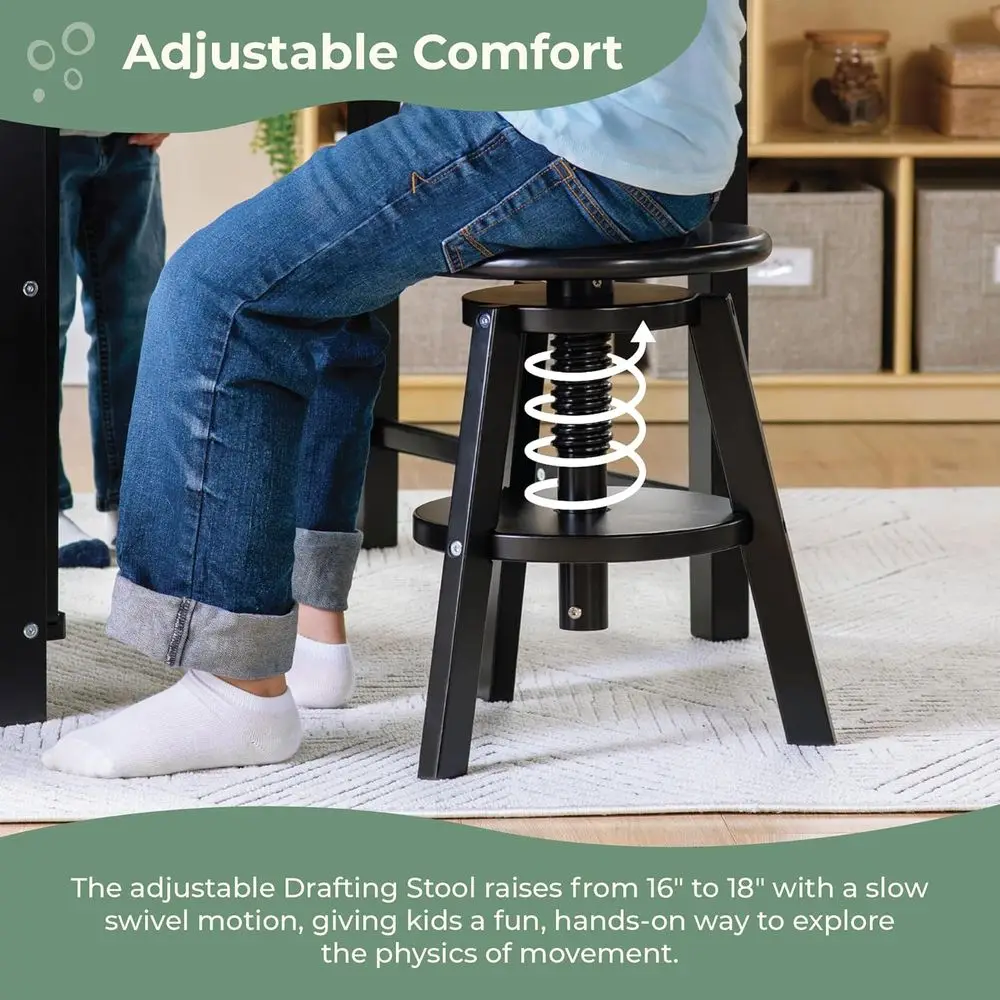 Design Studio – Black: 3-in-1 Kids Art Table & Stool Set, Writing, Crating, Painting & Drating Table or Kids with Crat Storage & view 5