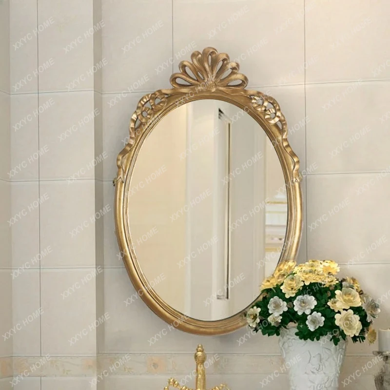 X-S simple oval mirror Washing mirror Wall-mounted bathroom Modern simple bedroom dressing mirror HG
