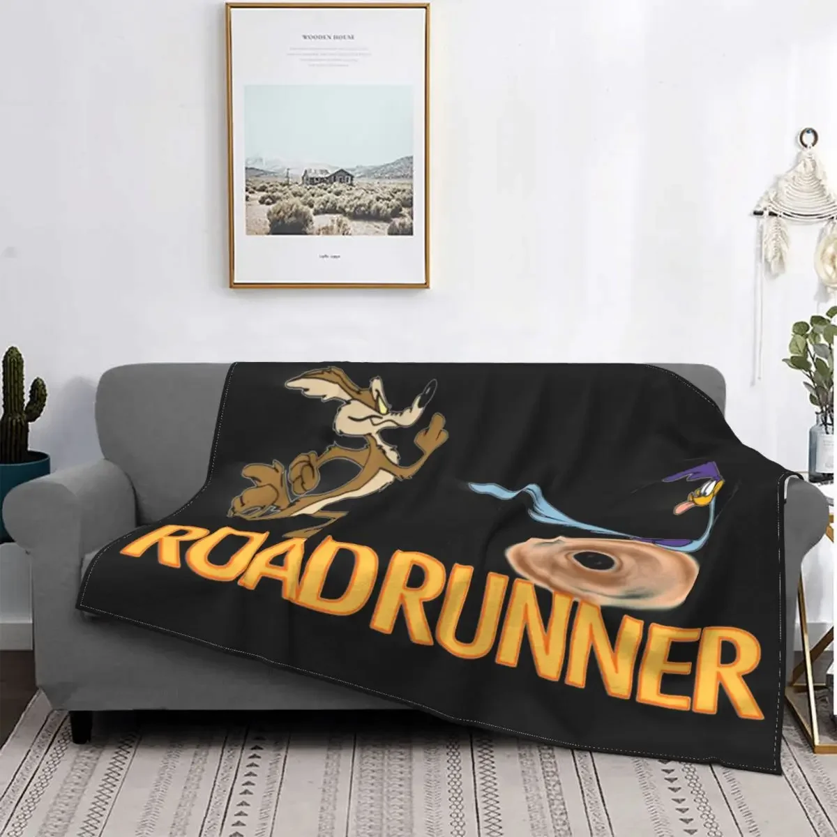 Catch Me If You Can Roadrunner Coyote Blankets Coral Fleece Plush Textile Decor Portable Throw Blanket for Bed Car Bedspreads