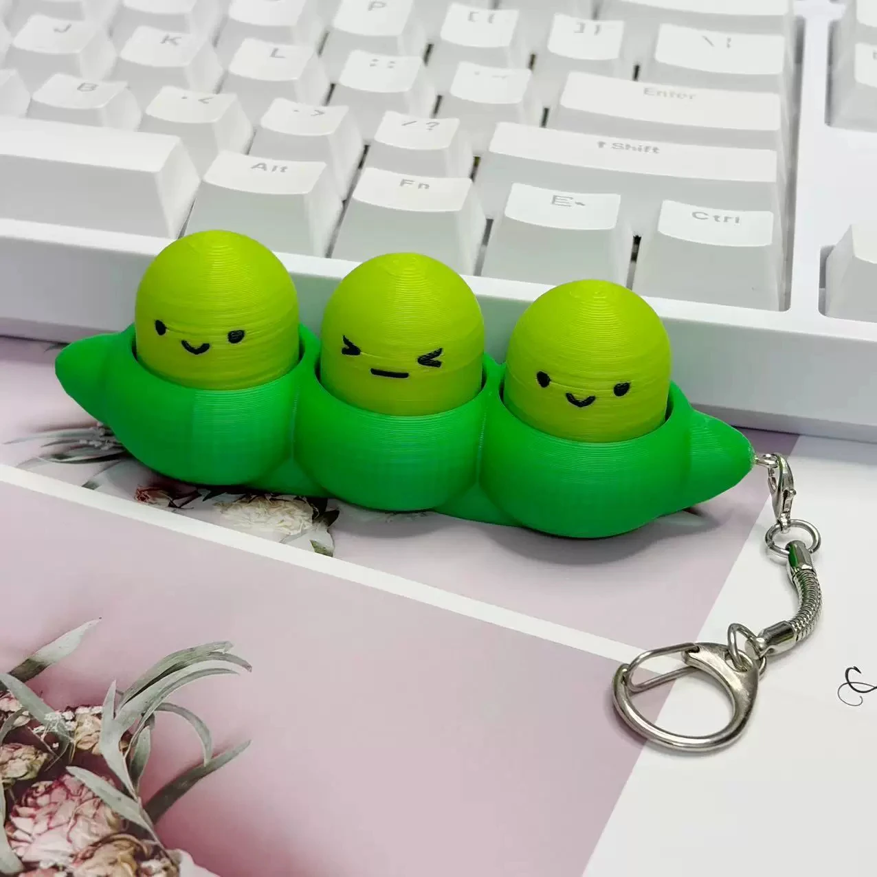 Pea keycap decompression toy decompression keys cute 3D printed keyboard keys cute creative keychain pendant