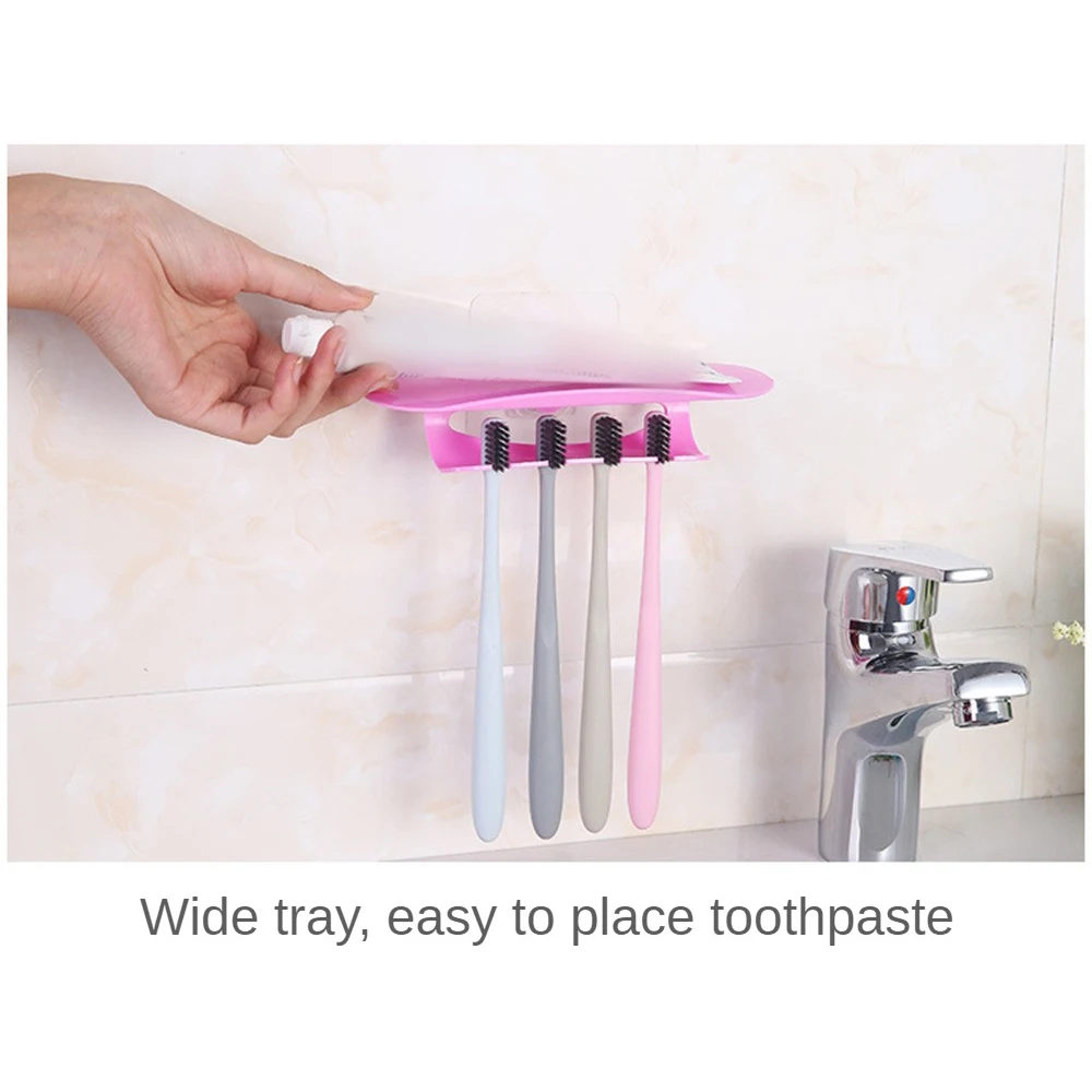 Toothpaste Toothbrush Holder No Trace Stickers No Trace Toothbrush Holder Wall Hanging Neat And Clean Wash Storage Box