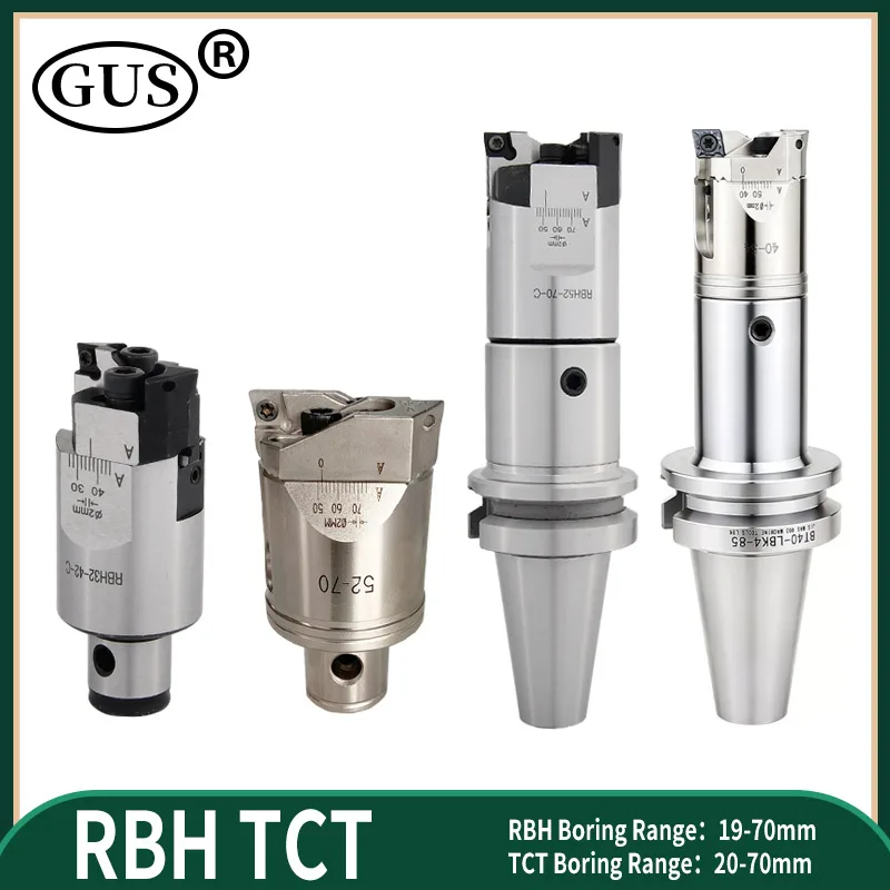RBH TCT Boring Head Adjustable Double-edged Boring Range 19-70mm For BT30 BT40 LBK Rough Boring Head Tool Holder CNC Tool