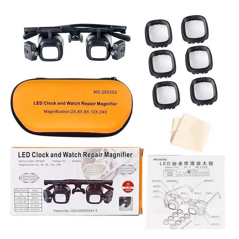 @*Adjustable Head Mount Magnifier Interchangeable Lenses Magnifying Glass for Jewelry Watch Repair