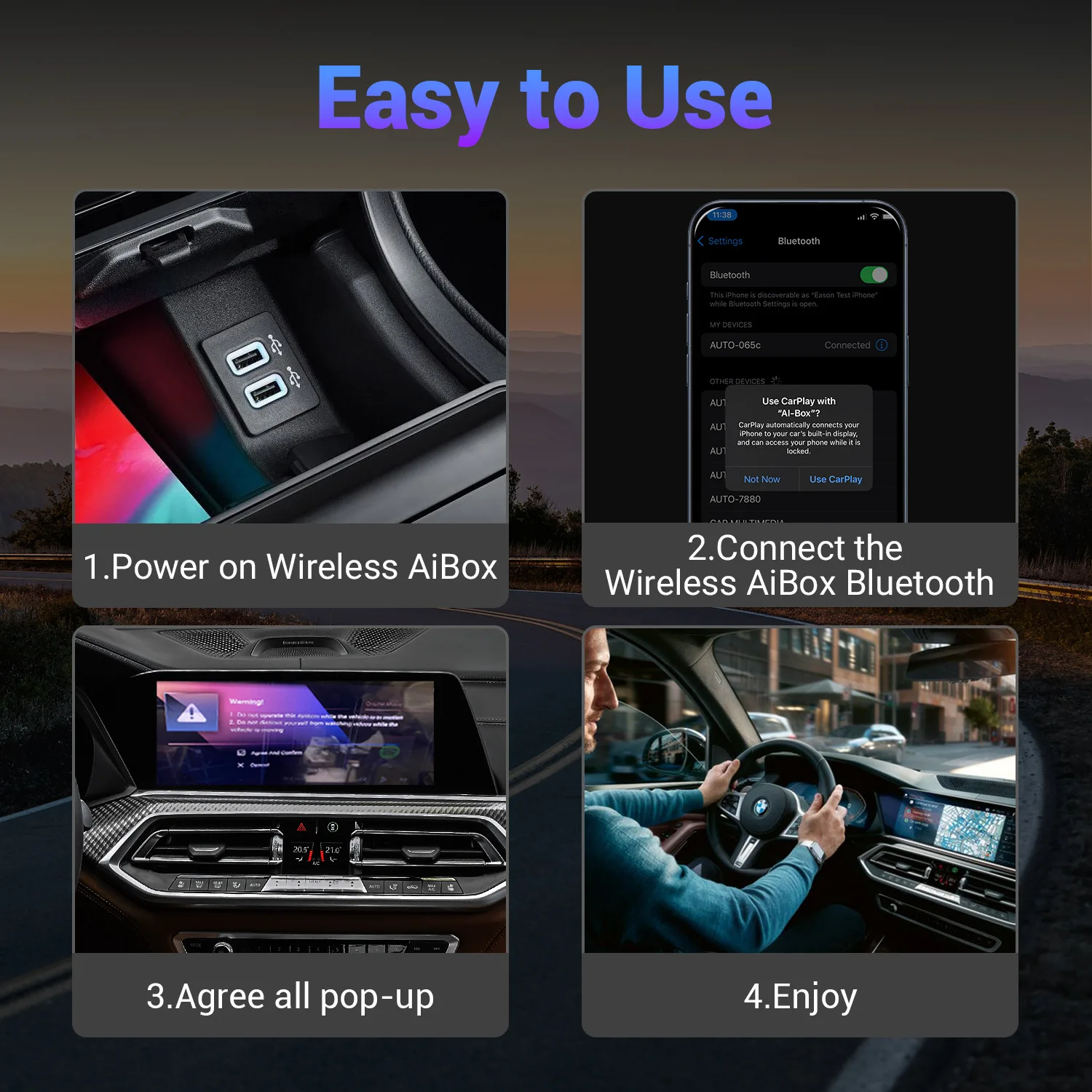 Original car aibox Android car machine interconnection box comes with SIM card wired to wireless carplay