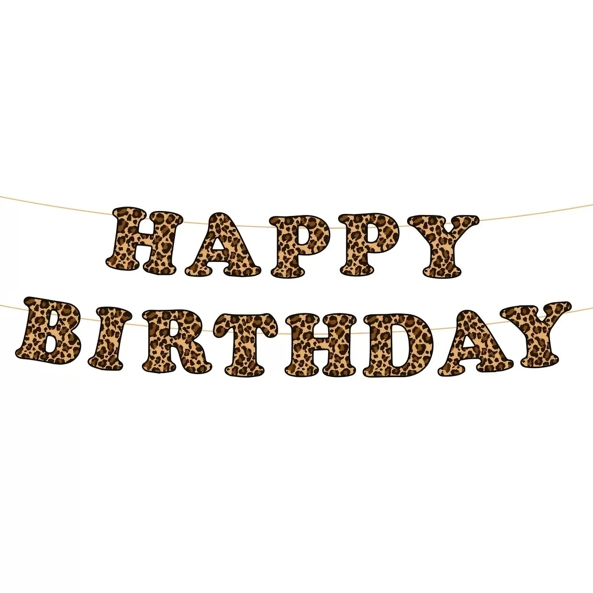 Leopardenmuster Happy Birthday Banner Tierhaut-Muster Buchstaben-Girlande für Wildtier-Themen Geburtstagsparty Wanddekoration Zubehör