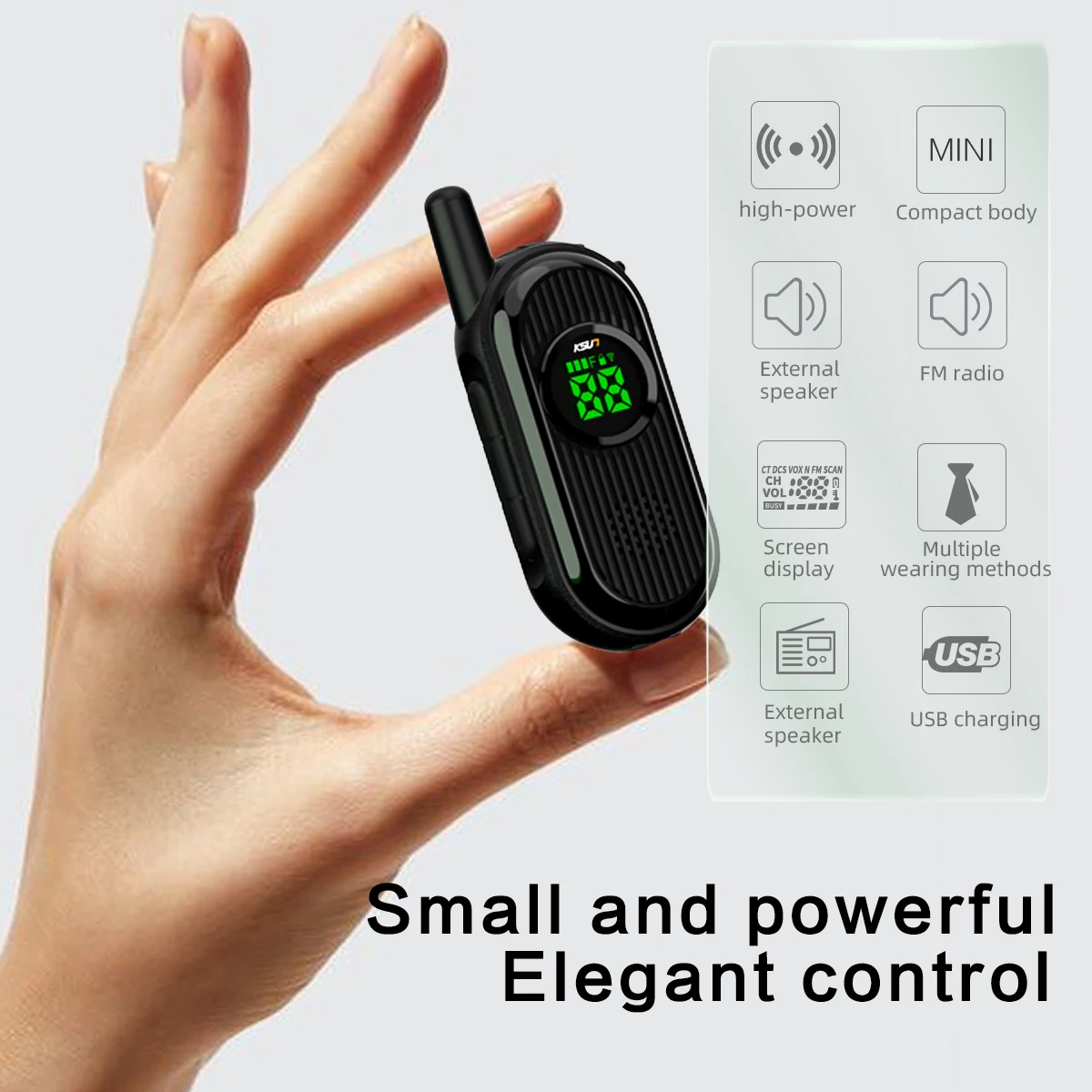 KSUN V9 USB شاشة LED راديو FM قابلة للشحن صغيرة 400-470 ميجا هرتز UHF اتجاهين راديو جهاز اتصال لاسلكي صغير