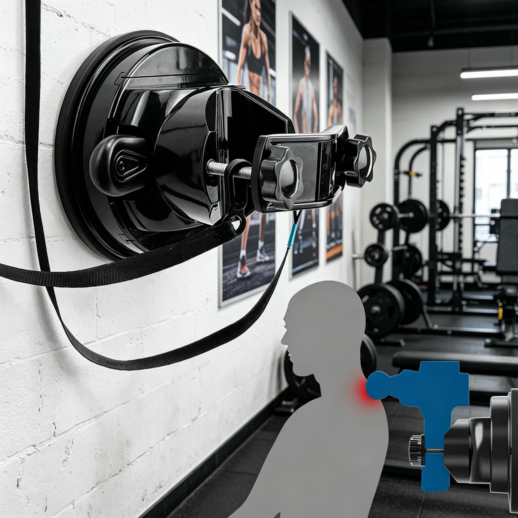 Wall-Mounted Vacuum Suction Holder for Massage Guns Suction Cup Mount for Back Muscle Relaxation and Massage with Strong Suction
