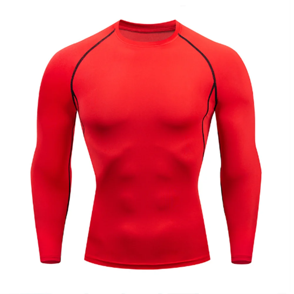 Long sleeved running training quick drying T-shirt for men breathable and sweat wicking elastic tight fitting clothes ice silk f