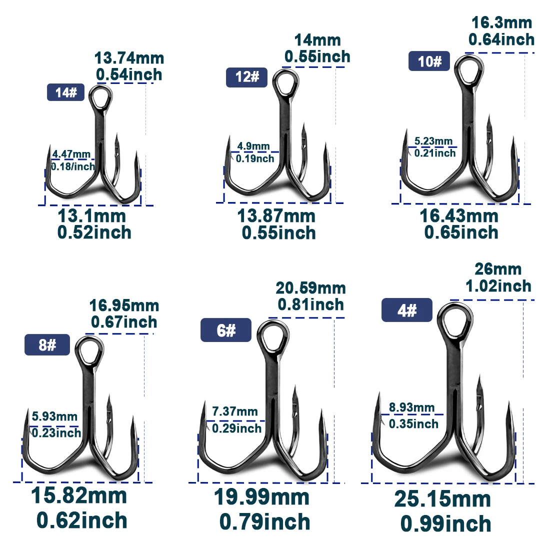 Fishing Treble Hooks 25~100Pcs Triple Hooks Crankbaits Spinners Replacement Fishing Hooks High Carbon Steel Freshwater Saltwater