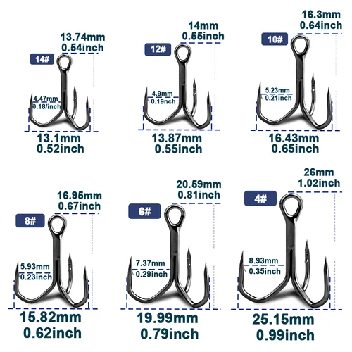 Imagen 2 del producto Anzuelos triples de pesca, 25 ~ 100 Uds., anzuelos triples, Crankbaits Spinners, anzuelos de pesca de repuesto, acero rico en carbono, agua dulce y salada
