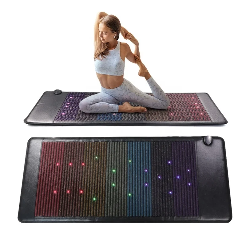 

70*35 Inch Physiotherapy Infrared Heating Crystal Mat 3 Colour Photon Light Natural 7 Gemstone Bio Mat for Body Pain Relief