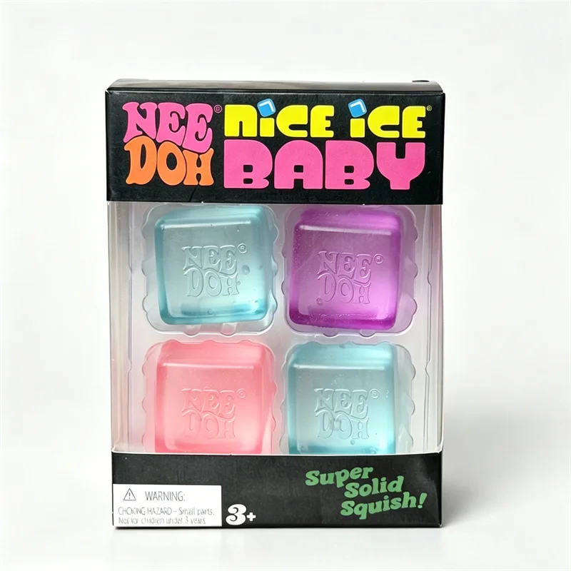 Schylling Needoh Mini Clear Nice Ice Baby 4 Pack Sensory Toy Venting Knead Maltose Slow Rebound Anti-Anxiety Pocket Fidget Gift