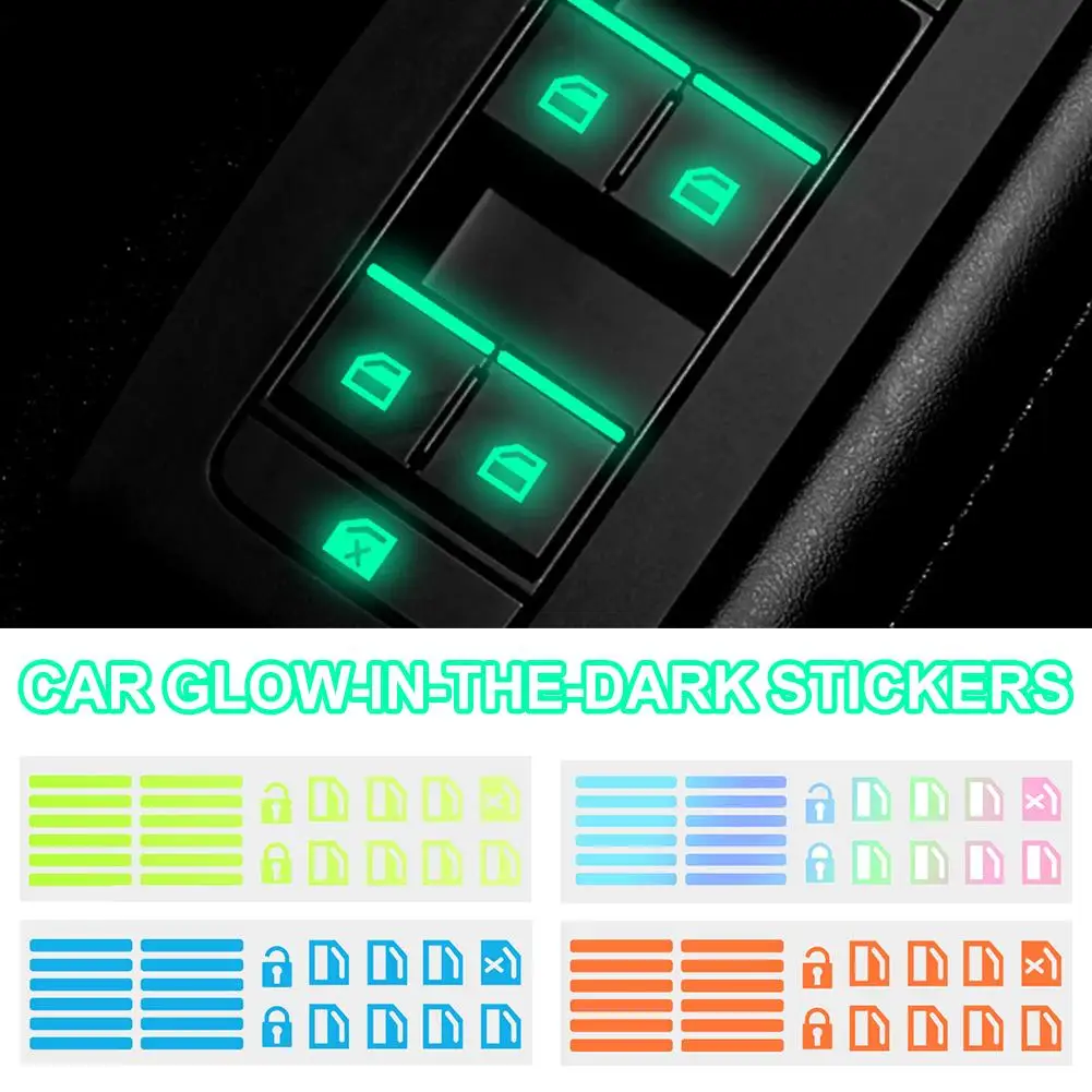 

Car Window Button Colorful Luminous Sticker Car Window Interior Sticker Switch Reminder Night Decal Car Glow Fluorescent Li I8F3