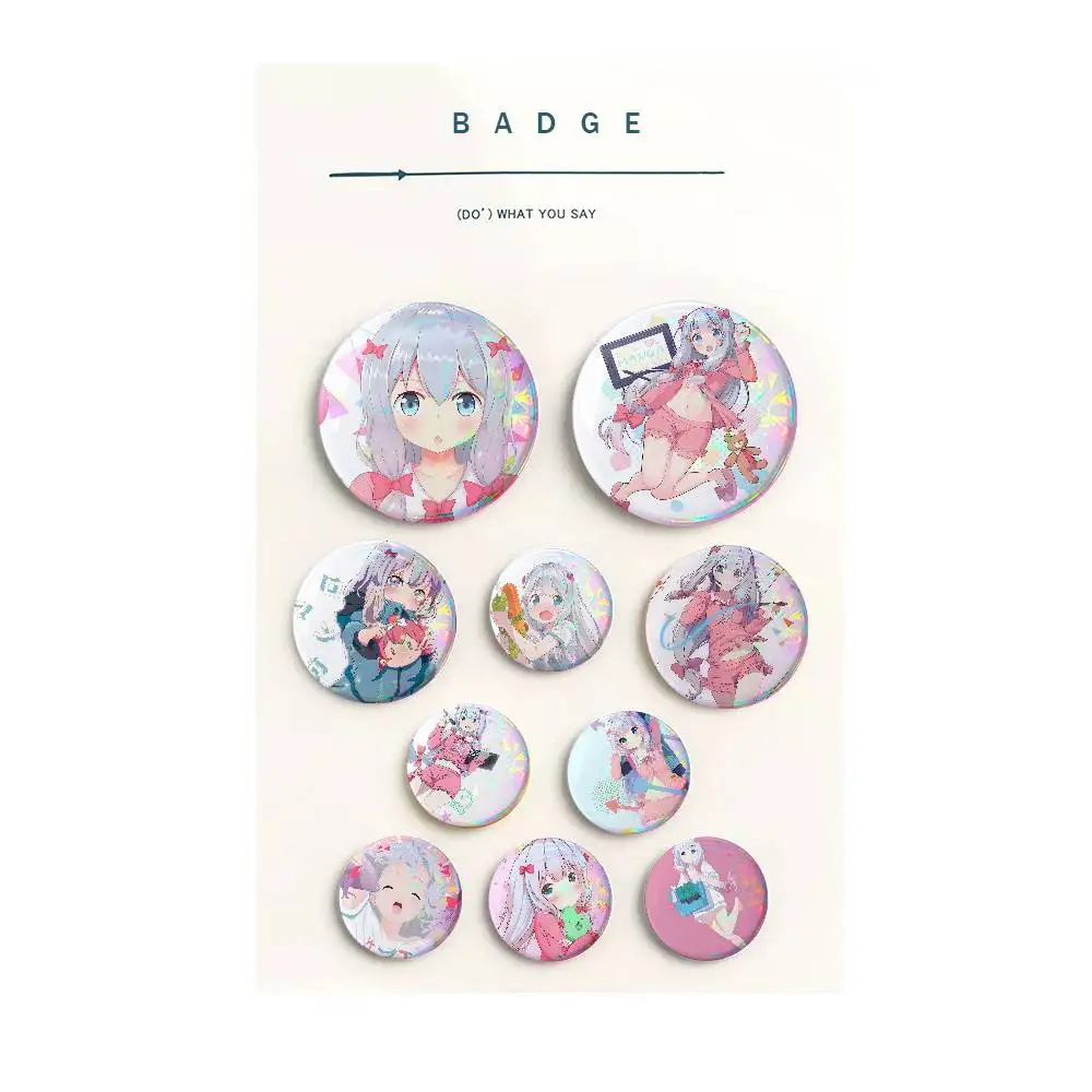 Lindo set de broches con diseño de botones de moda de L-Izumi Sagiri, broche con diseño de anime, juegos, dibujos animados y música para mochilas y ropa