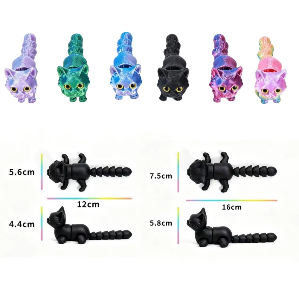 3D Printed Cute Cats Tail Joint Movable Kawaii Kitten Ornament Room Decor Car Decoration Desktop Decor Gifts To Friend Украшения