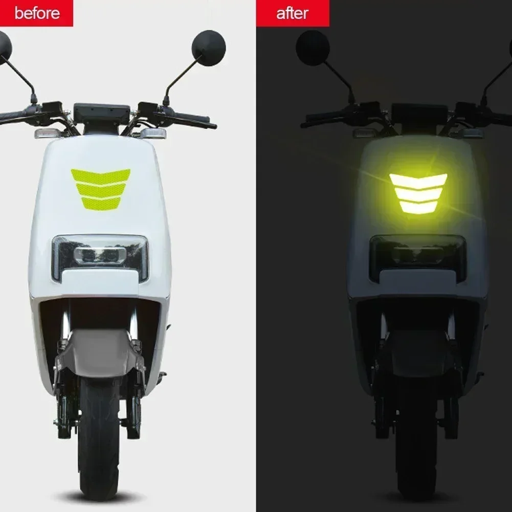 3Pcs Motorcycle Stickers Reflective Decals Racing Safety Warning Stickers Fender Bumper Paste White Reflective Motorbike Tape