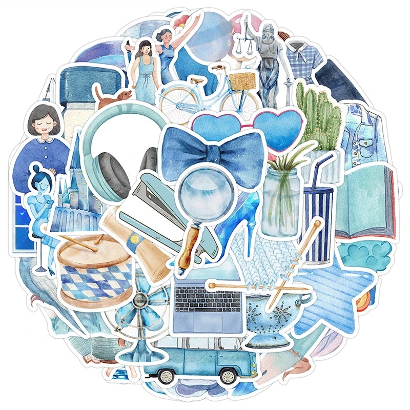 50PCS Blue Aestheti… - image