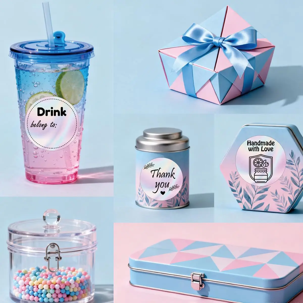 2 inch Direct Thermal Labels Round Circle Color-Code Dot Labels Valentine's Day  500 Pcs Roll (Blue Pink Thermal Sensitive)