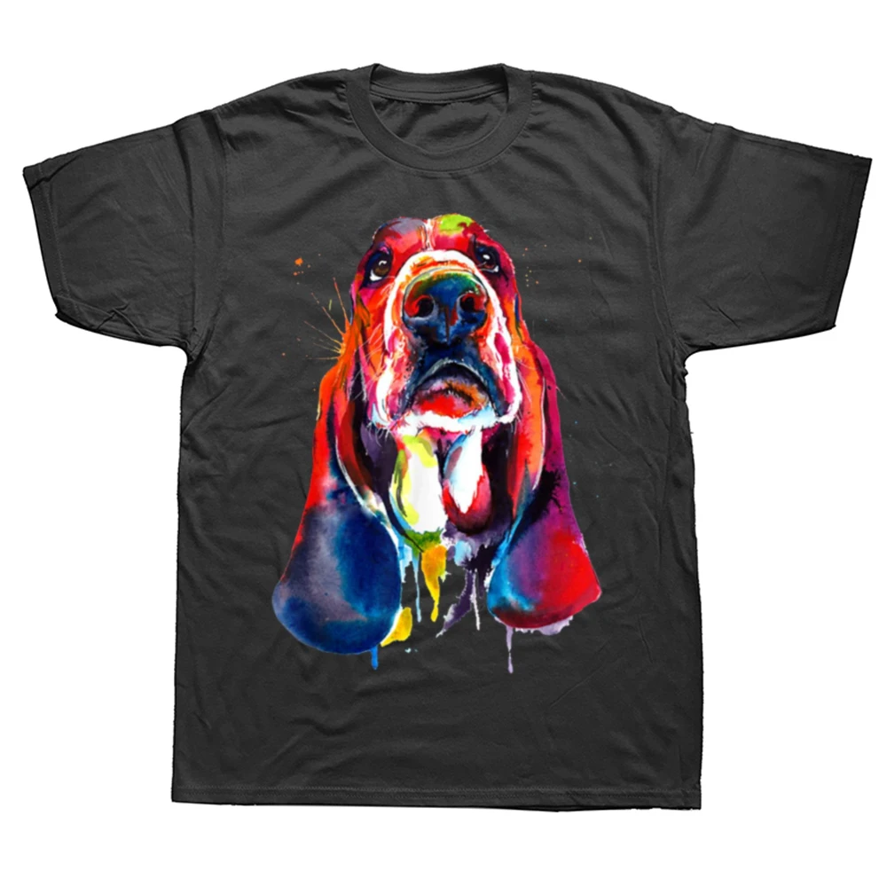 Basset Hound Artistic Funny Dog Cute Sweet Graphic Birthday Gift T Shirts Christmas Streetwear Short Sleeve Dog T-shirt Men