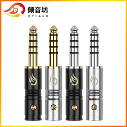 QYFANG 4.4mm 5 Pole 4-Layer Rhodium-Plated Copper Stereo Earphone Plug Audio Jack Headset Solder Wire Connector Metal Adapter