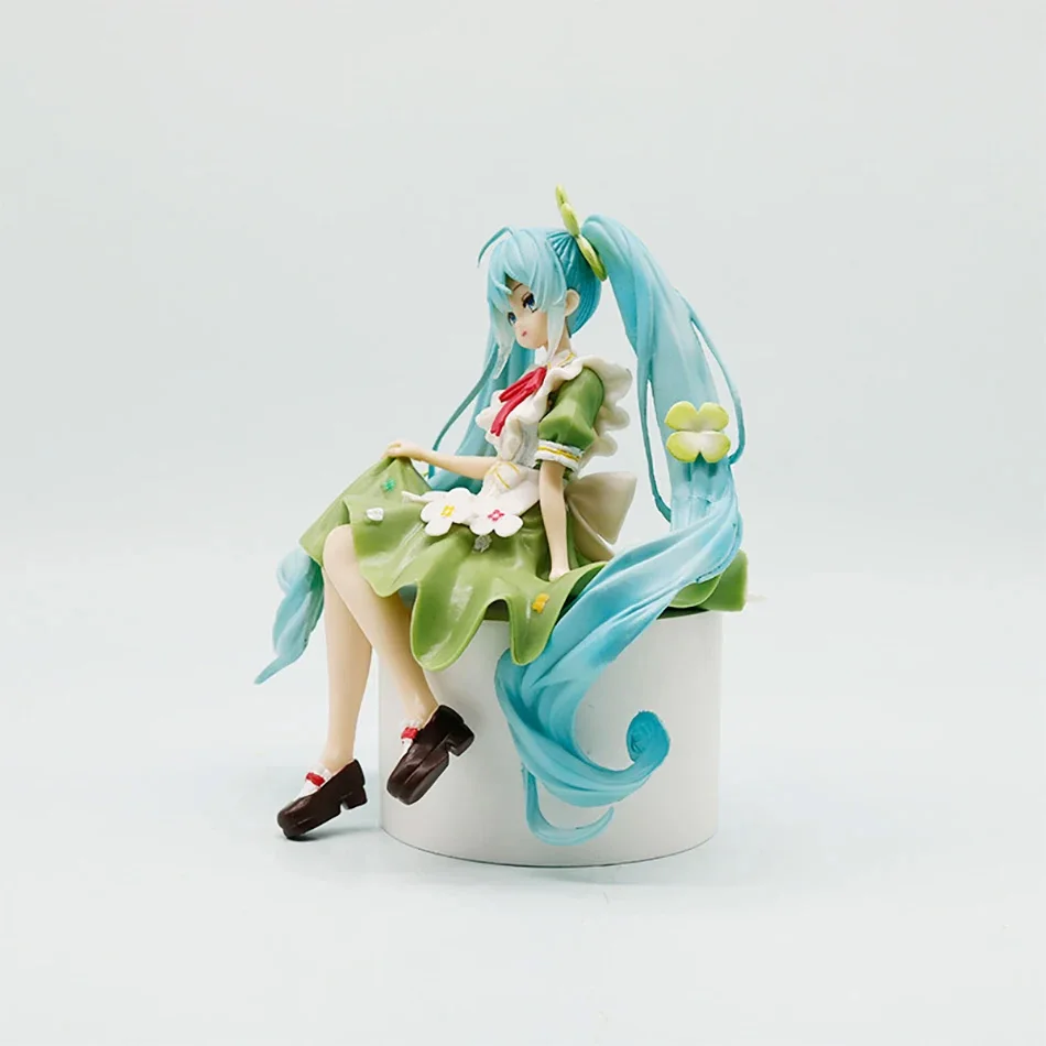 Figura de Anime de 14cm, tapón de fideos Hatsune Miku, figura de acción de Hada de hierba de la suerte, modelo de colección de PVC, juguetes de adorno, regalos