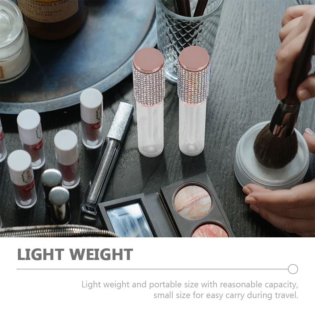 4 قطعة أنبوب ملمع الماس حاوية زيت صغيرة قابلة لإعادة الملء المحمولة زجاجة بلسم الشفاه الفارغة لتقوم بها بنفسك ملمع الشفاه تصميم الأزياء المدمجة #3