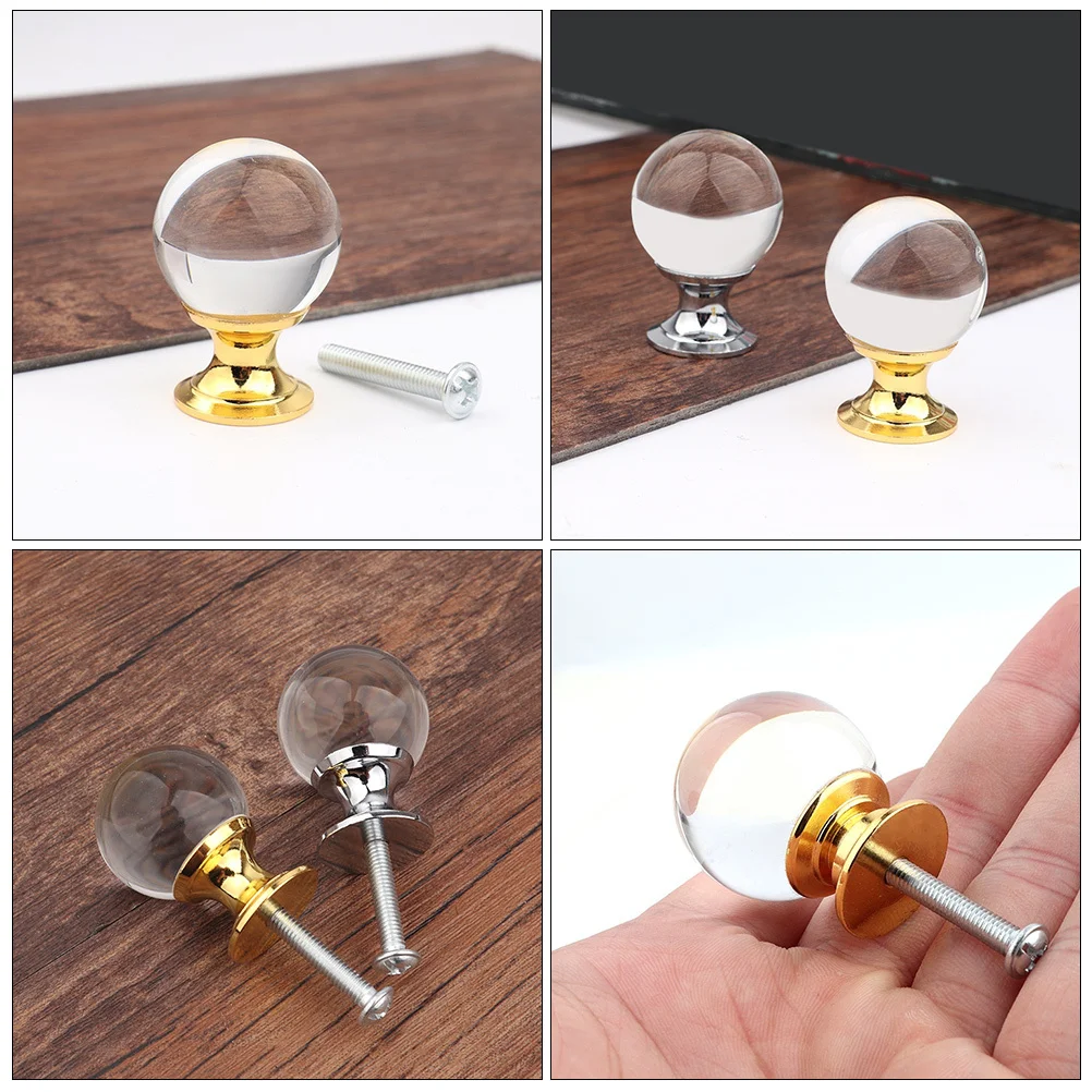 

4Sets Crystal Glass Cabinet Knobs Simple European Style Decorative Drawer Pulls for Furniture Doors Drawer Knobs