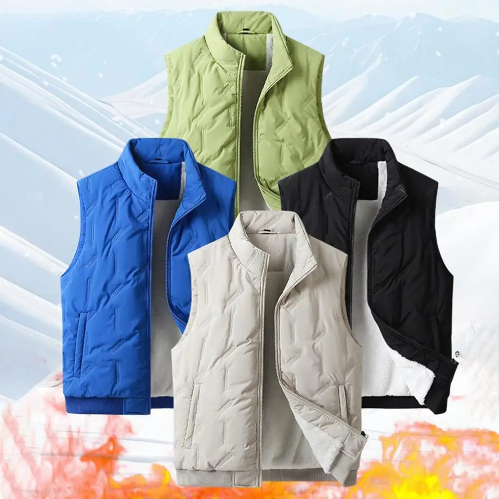 Vests Jacket Men Autumn Winter Fleece Sleeveless Jackets Men Clothing Waist Coat Fashion Solid Waistcoat Clothing Large Size 3XL
