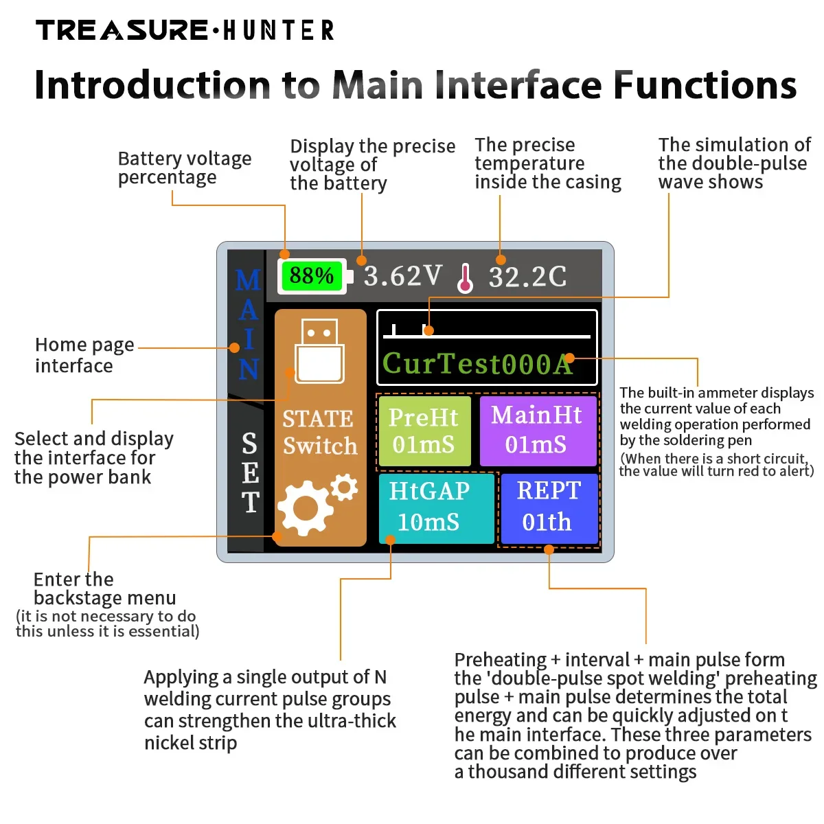 الكنز هنتر المحمولة بقعة لحام بطارية ليثيوم رقمية المحمولة عدة 30 سرعة قابل للتعديل لون عرض آلة لحام #2