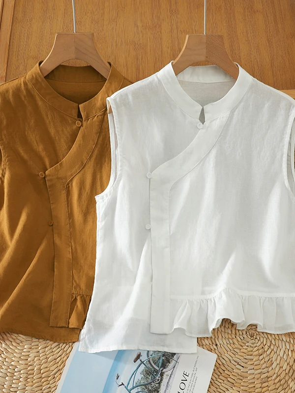 

Korean Japanese High End Sleeveless Women's Top New Chinese Style Light National Trend Skirt Hem Vest Outerwear Shirt