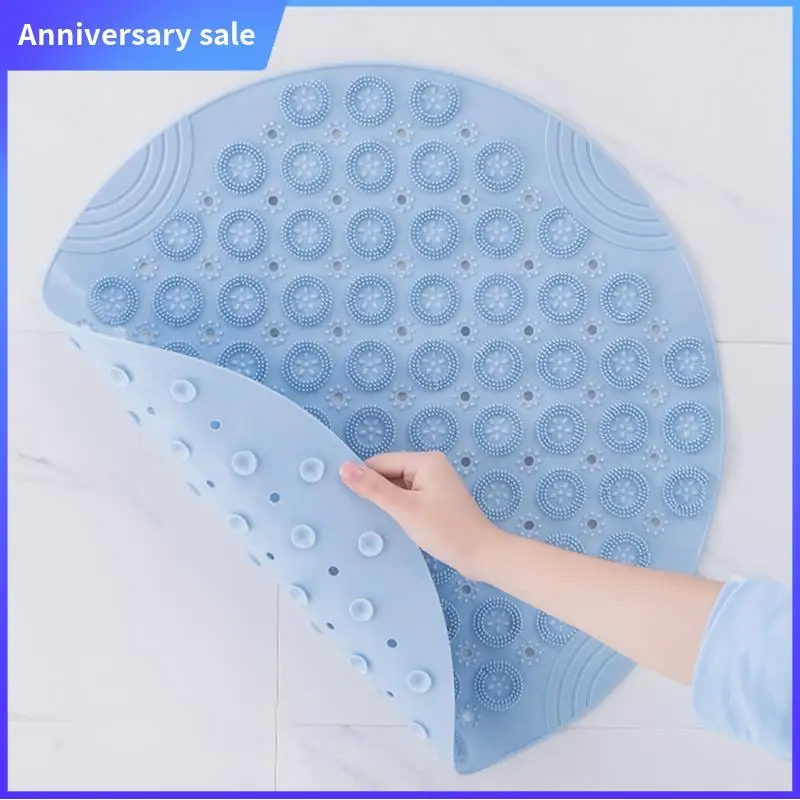 

A75P-Round Non-Slip Shower Mat Strong Suction Bath Mats With Drain Holes With Raised Massage Loop Durable , A