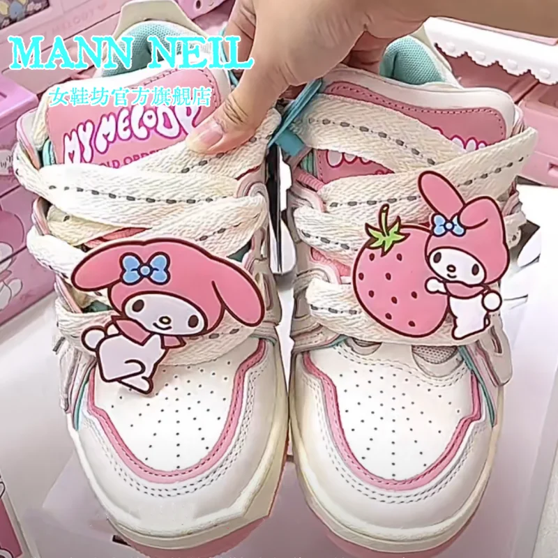 

Милые модные кроссовки My Melody из аниме Kawaii Sanrio, милые Мультяшные повседневные кроссовки Y2k с сердечками для девушек, милый подарок для девочек