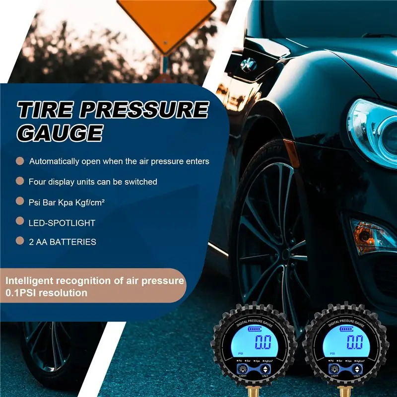 Upgraded Tire Pressure Gauge Digital Tire Tester Display Air Pressure Manometer Quick Connect Coupler