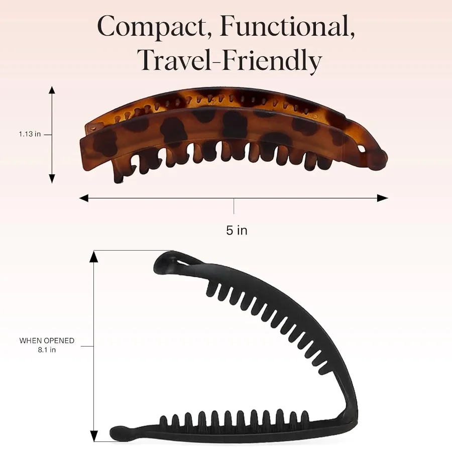 مشابك الموز على طراز ريترو 80s للنساء، إكسسوارات شعر آمنة ومتينة لتصفيف ذيل الحصان والارتداء اليومي بدون كري