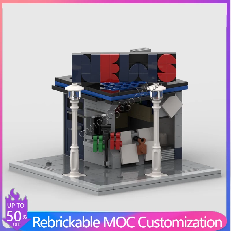 

262 детали, средневековая угловая книжная лавка, обновленный MOC, модульный конструктор, креативный дизайн, игрушка-подарок для самостоятельной сборки, праздничный набор