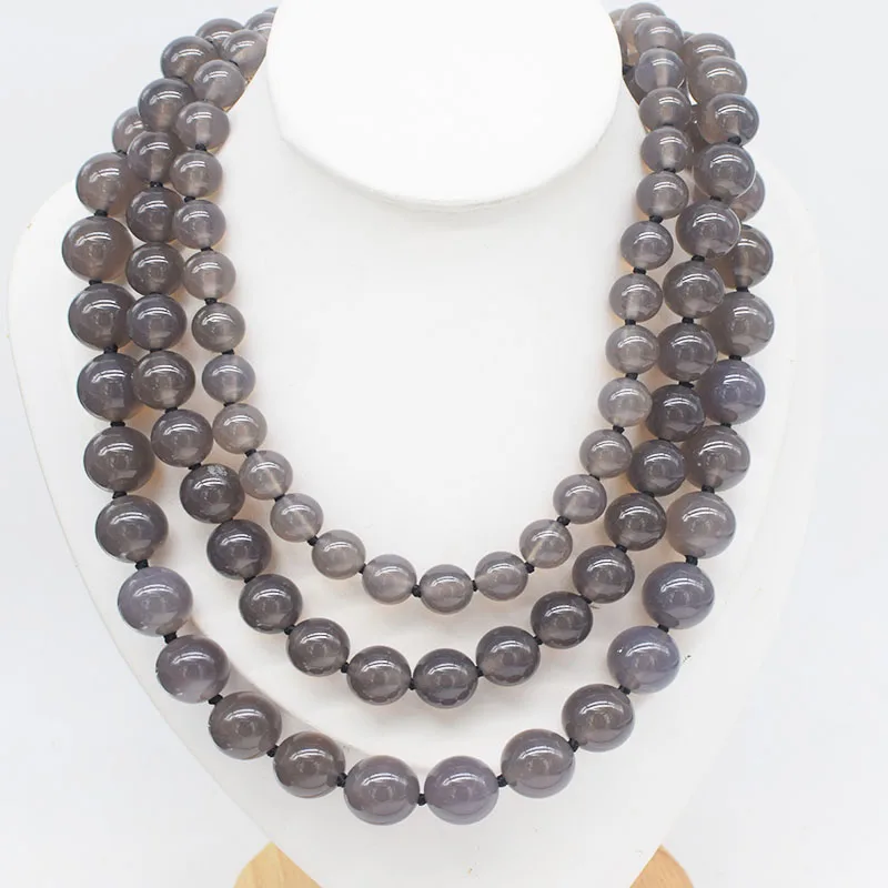 Gray Agate round 10mm12mm 14mm necklace 46cm wholesale nature jewelry  beads