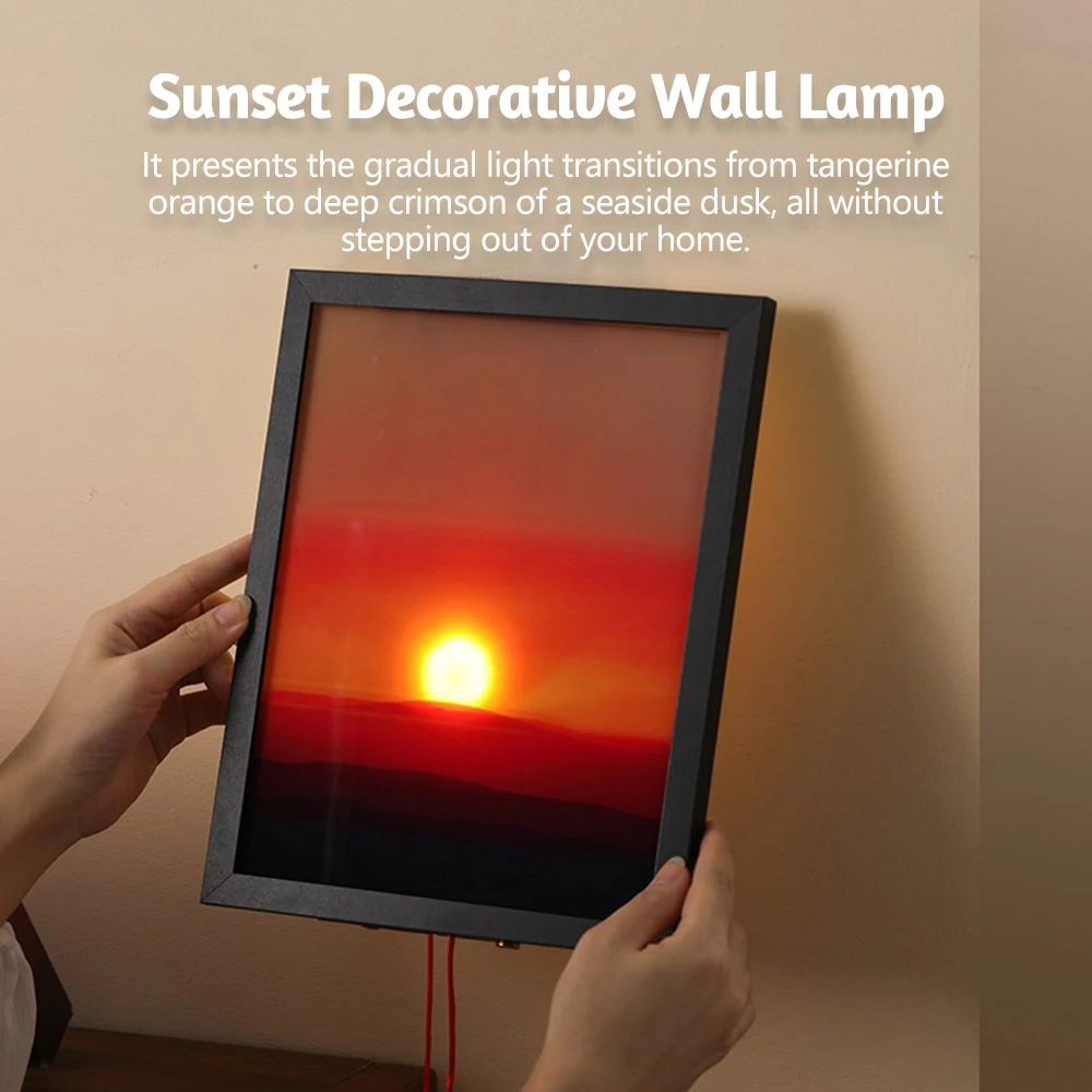 F2 Movable Scenery Wall Night Light Sunrise and Sunset Home Decoration Wall Lamp For Bedroom Living Room Wall Lighting Decor