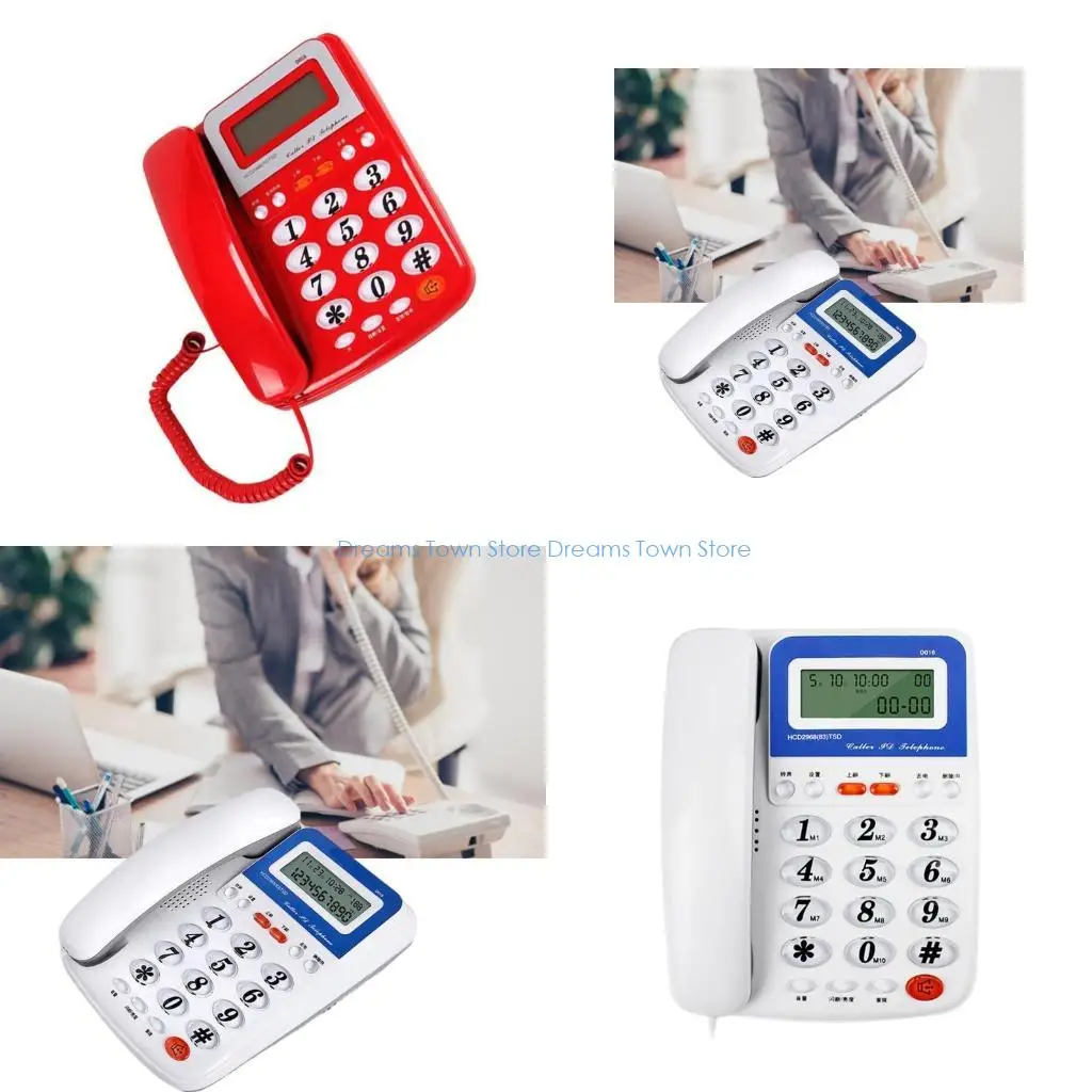 HX6A D016 Practical Office Landline Telephone with Date/Time Display, Home Phone with 24 Ringtone Option Not Need Battery