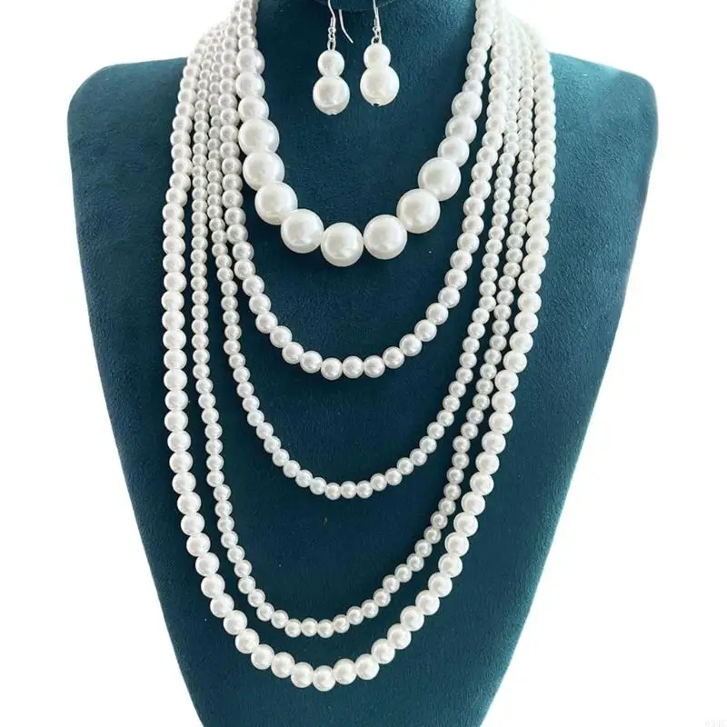 634c Funcola per perle e orecchini set Women's Funls Pearls a strati e Collezione