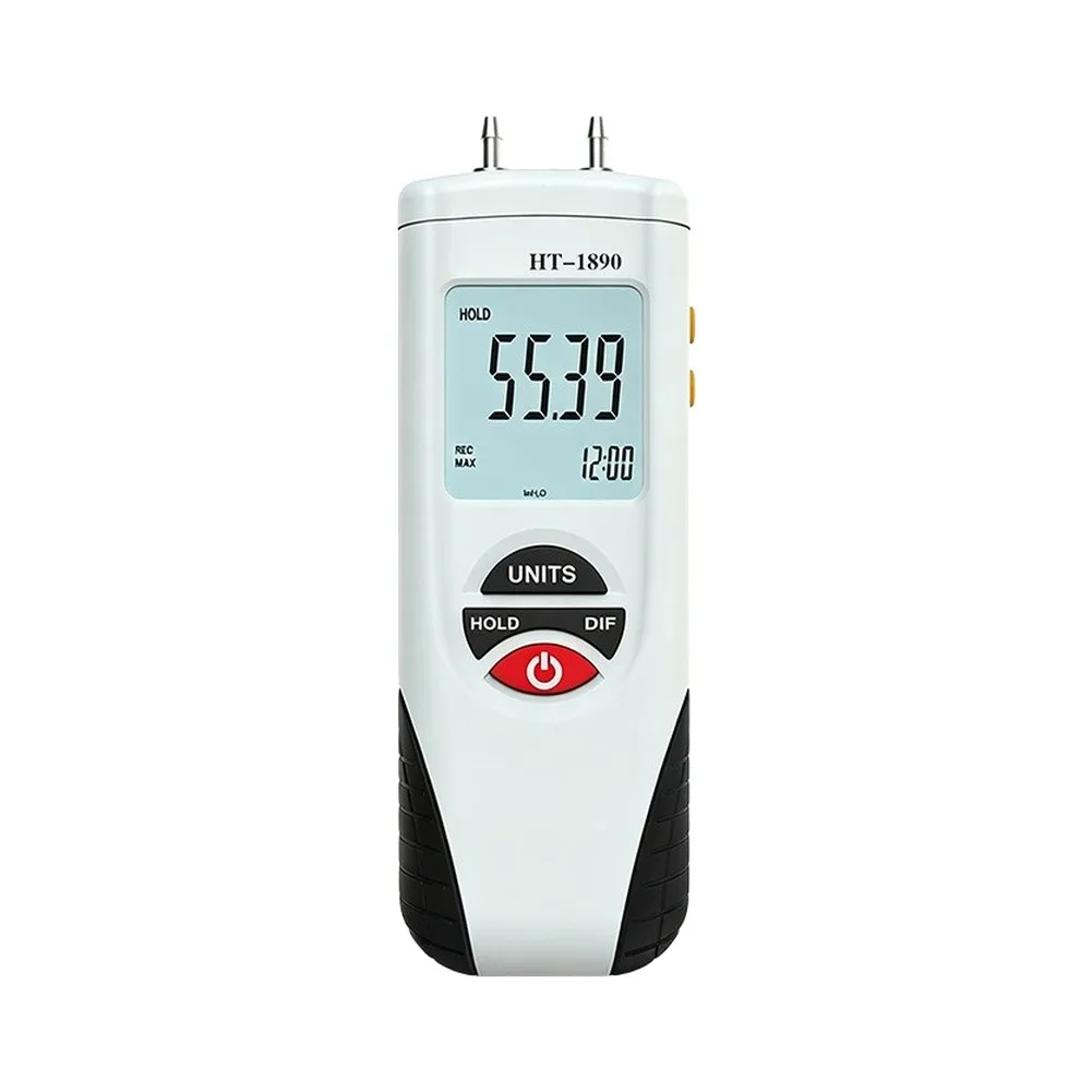 HT-1890 Digital Differential Manometer Pressure Tester, 11 Selectable Units Data Hold For HVAC Pneumatic