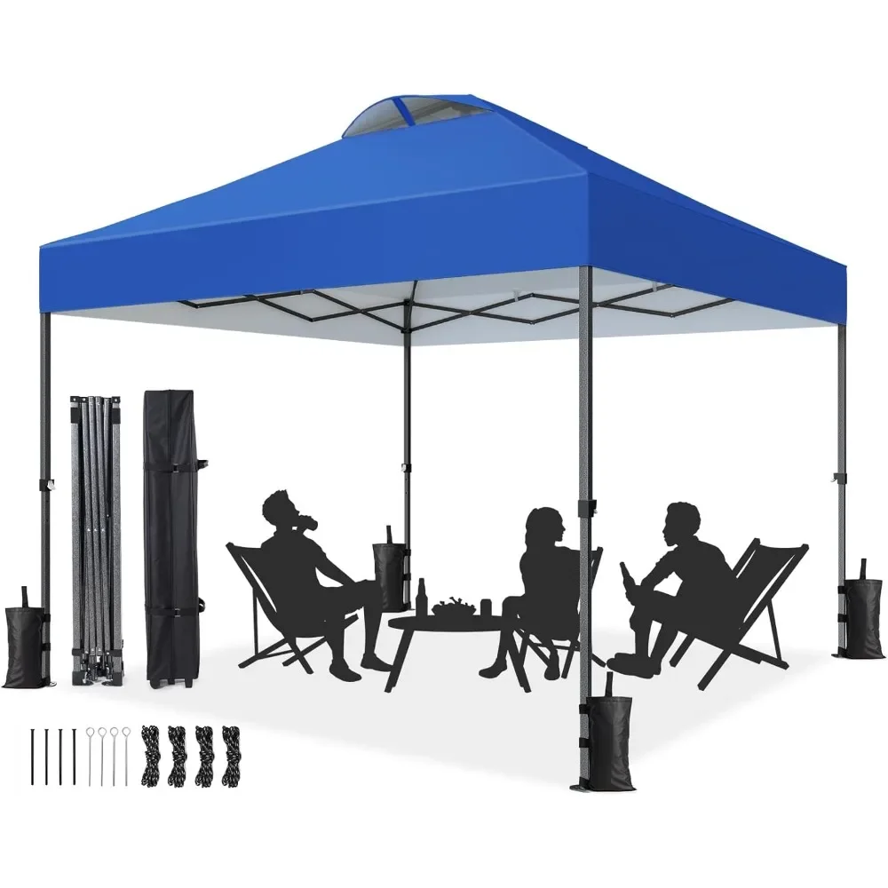 

10x10 Pop Up Canopy Tent Portable Outdoor Canopy One-Person Setup UV-Resistant&Waterproof Easy Up Canopy with Guylines Stakes