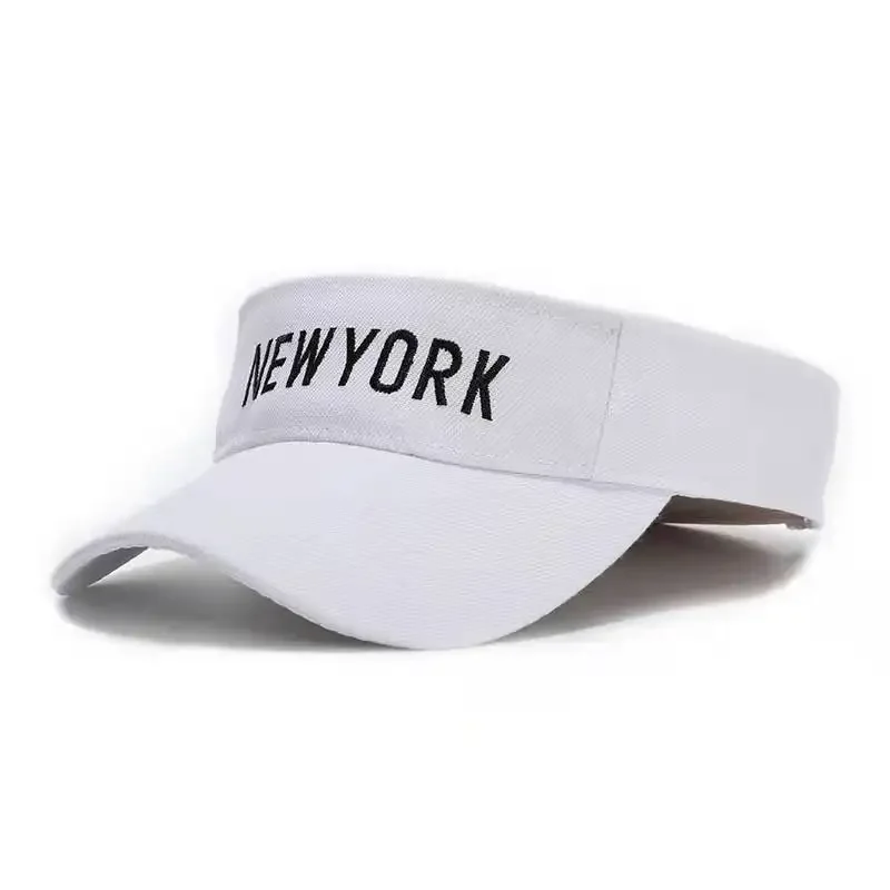 Adjustable Embroidered Twill Visor Fashion Summer Sun Visor Cap for Women Men White Black Navy Beige